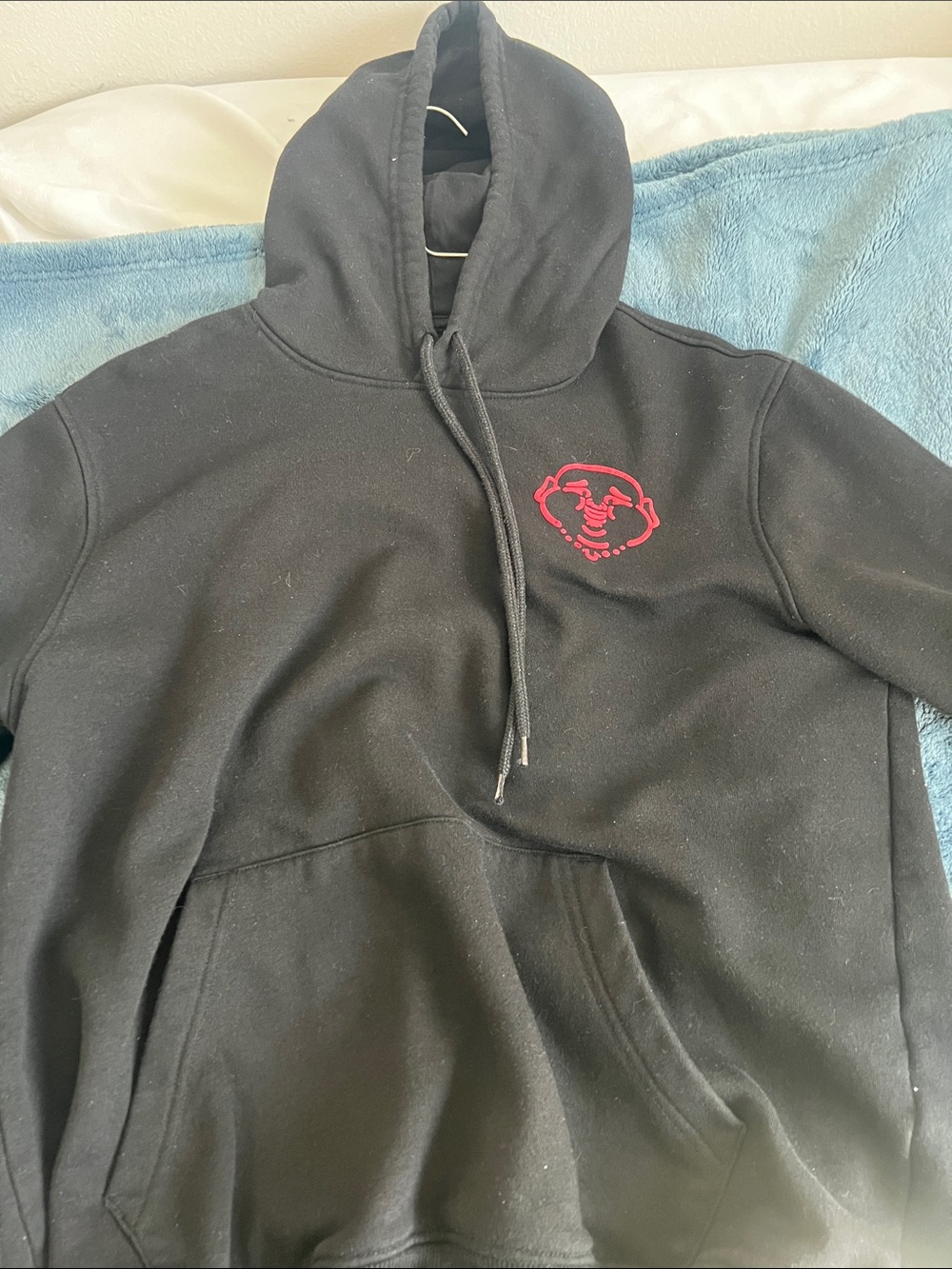 True Religion Black Hoodie with Red Graphic Logo